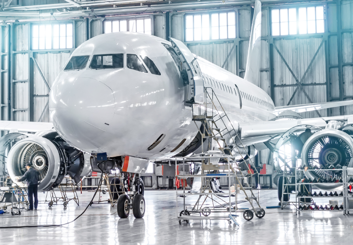 aircraft in hangar