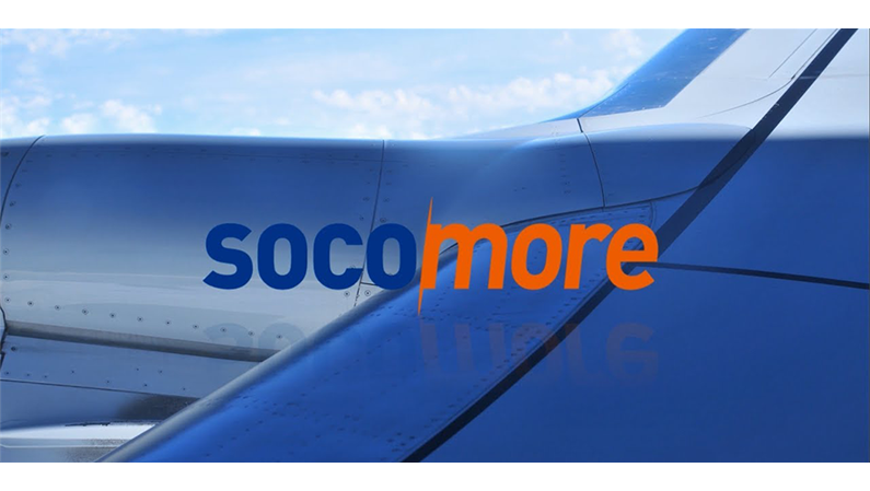 Socomore text on aircraft close up background