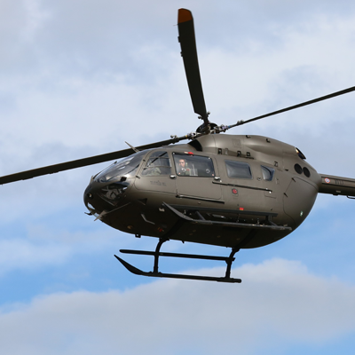 Helicopter in a blue sky