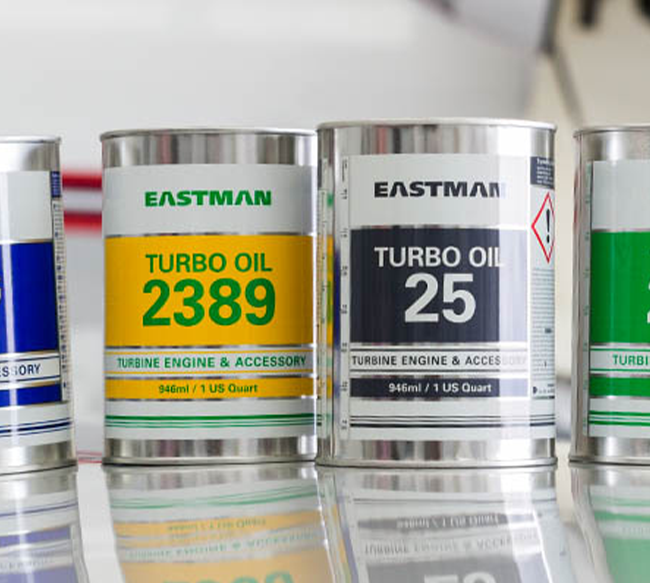 Close up Eastman 2389 & 25 turbo oil tins