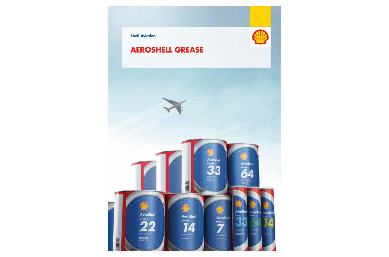 Aeroshell grease brochure cover with product tins