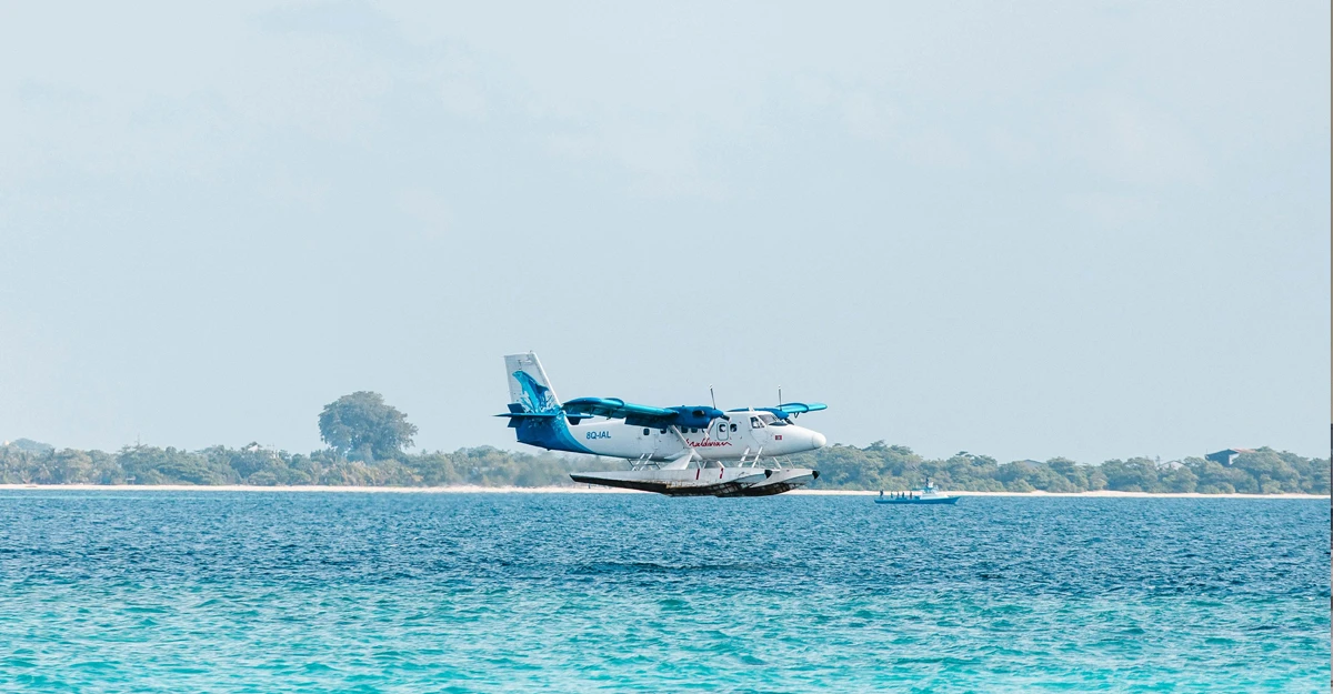 plane flying over water