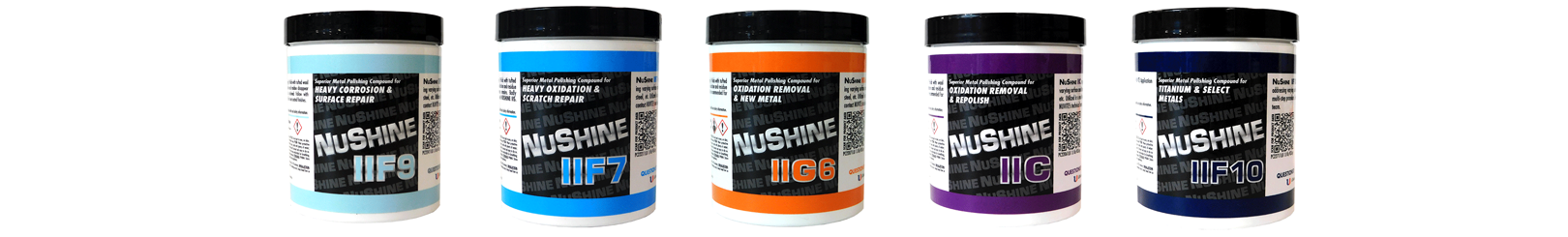 Nushine product pots lined up