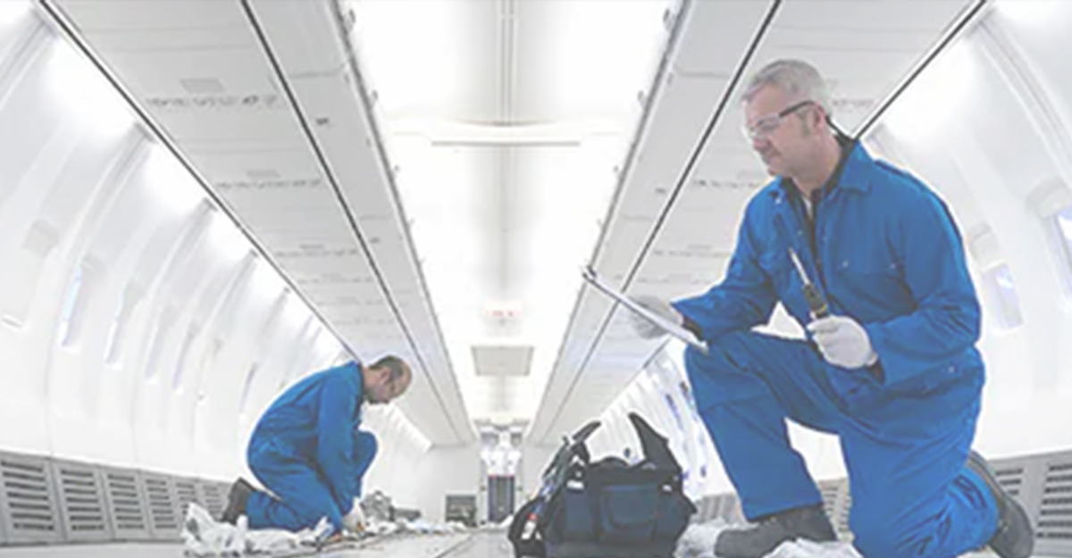 Man working in a Jumbo jet