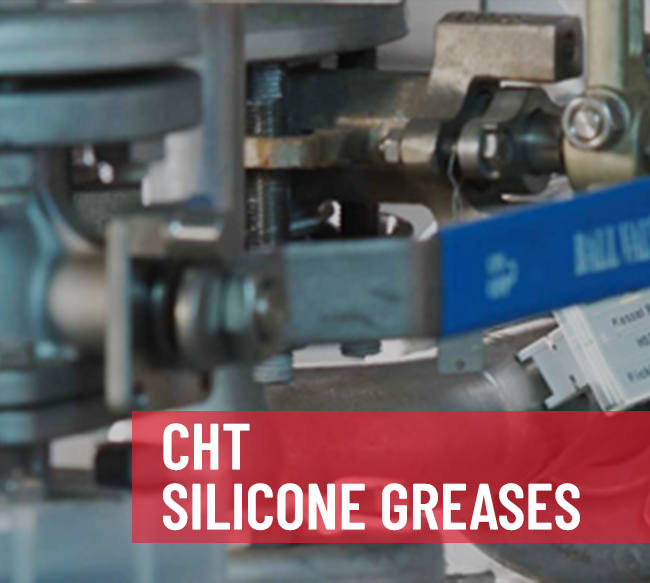 Cogs and metal machine workings with CHT Silicone Greases text