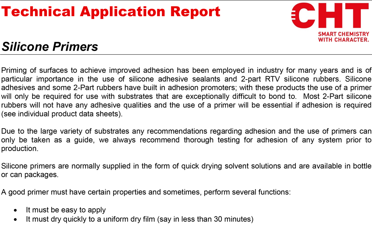 Technical applications silicone primers