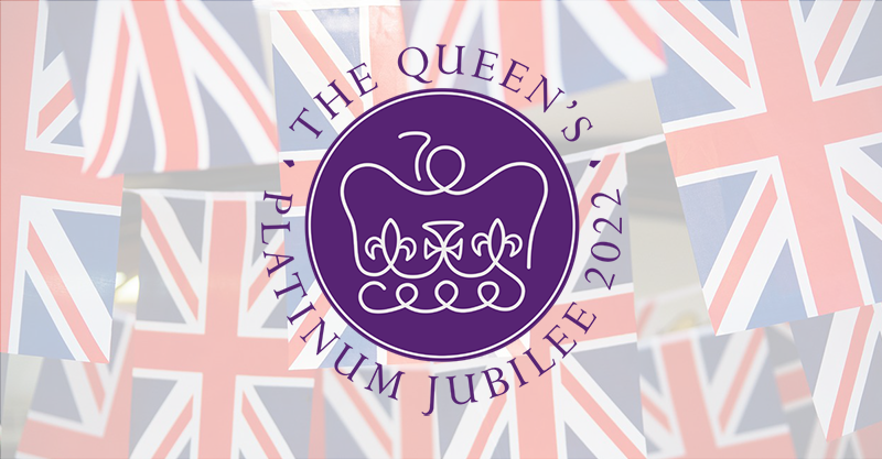 Jubilee logo on a Union Jack background