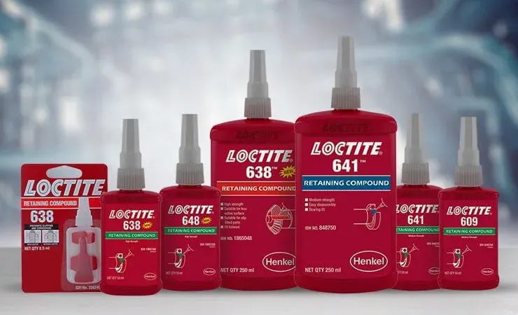 Loctite bottles and products lined up