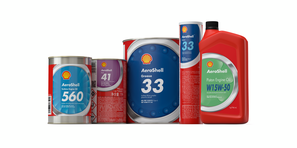 group of aeroshell oil cans