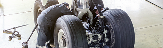 Aircraft wheels up close