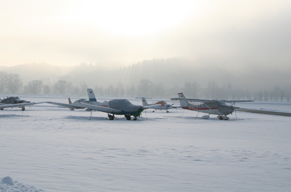 Aircraft with snow around