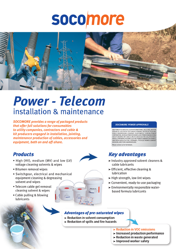 Socomore power and telecom brochure cover