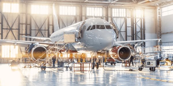 aircraft maintenance in hangar
