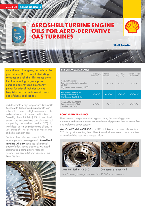 Aeroshell turbine engine oils for aero-derivative gas turbines