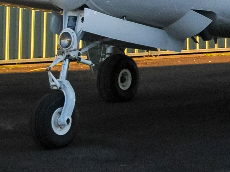 Aircraft wheels up close