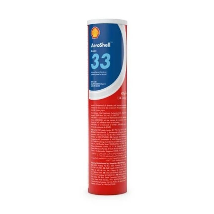 AeroShell Grease 33 400gm cartridge, BMS 3-33C Type 1 and MIL-PRF-23827C Type I AeroShell Grease 33, a multipurpose airframe grease in a 400gm cartridge.