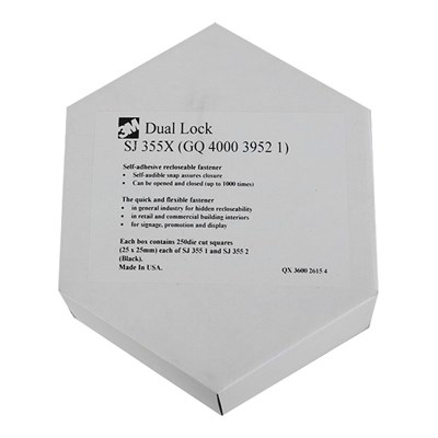 3M SJ355X Dualock Hook & Loop Tape 25mm x 25mm (Pack of 250)