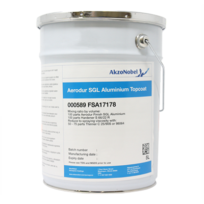 Akzo Aerodur 000589 (FS17178) SGL Aluminium Semi Gloss Polyurethane Topcoat 5Lt Can