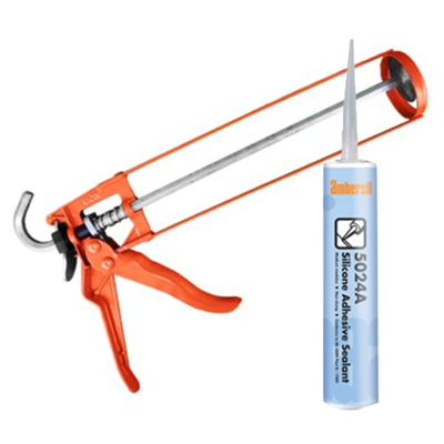Ambersil 5024A Silicone Sealant Silver 310ml Cartridge and Skeleton Sealant Gun Kit