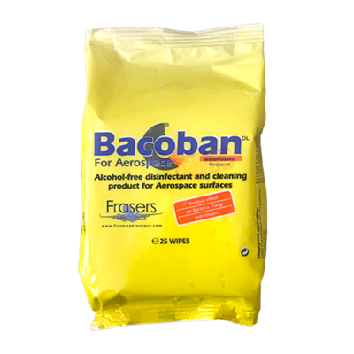 Bacoban DL for Aerospace 1% Ready to Use Aircraft Disinfectant Wipes (Pack of 25 Wipes)