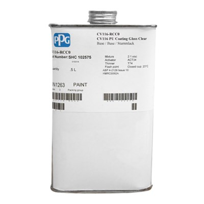 PPG CV116 PU Gloss Coating Clear 500ml Tin *ABP 9-4325 Issue 4 *AIMS 04-04-009 *ABP 4-2128 Issue 10
