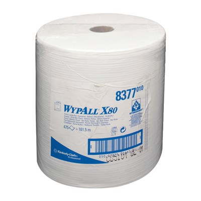 WypAll® 8377 X80 Cloth White 34cm x 31.5cm 475 Sheet Roll