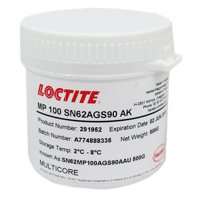 Loctite Multicore MP100 Solder Paste SN62 500gm Jar (Fridge Storage 0 - 10°C)