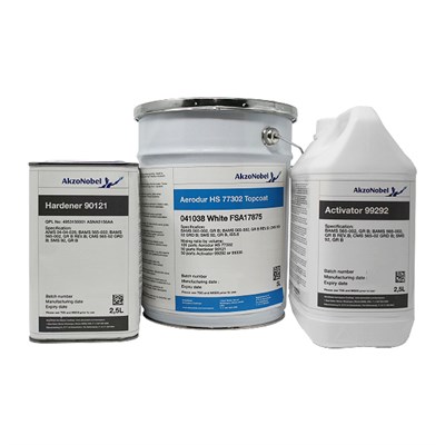 Akzo Nobel Aerodur HS 77302 041038 FSA17875 Insignia White Gloss Polyurethane Topcoat 10Lt Kit (Inc 90121 Hardener & 99292 Activator) *BAMS 565-002 REV.A CL.A GR.B