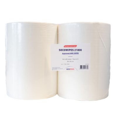 Socomore Socowipes 21800 Aerospace Grade Dry Wipe 38cm x 30cm Wipes (Pack of 2 x 400 Wipe Rolls) *AMS 3819D