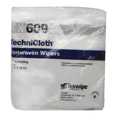 Texwipe Technicloth TX609 Hydroentangled Nonwoven Polyester 9x9 Inch Wipes (300 Per Pack)