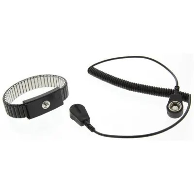 RS PRO 10mm Adjustable Metal Wristband (Includes 2Mt Coiled Cord and 2x10mm Socket)