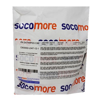 Socomore Satwipes C86 IPA (85/15) 15cm x 23cm Wipes Refill Pouch (80 wipes)