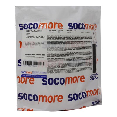 Socomore Satwipes C86 MEK 15cm x 23cm Wipes Pouch (80 wipes)