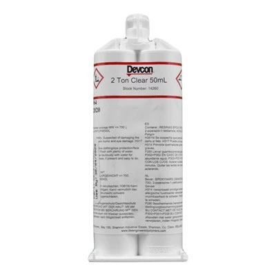 Devcon 2 Ton Clear Two-Part Epoxy Adhesive, Base & Accelerator (B/A), 400  ml Cartridge