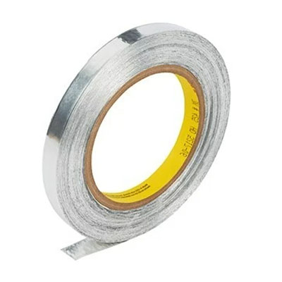 3M 425 Aluminum Foil Tape, 4.6 mil, 1/2 x 60 yds., Silver, 72/Case