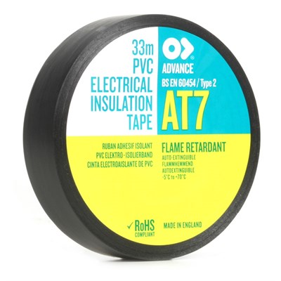 Advance Tapes AT7 PVC Electrical Insulation Tape Black 25mm x 33Mt Roll *BS 60454