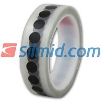 H143B Silicone Adhesive Black Polyimide Spots 12mm 1000 per Roll