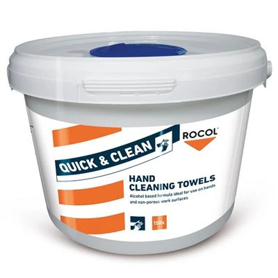 ROCOL® QUICK & CLEAN Hand Cleaning Towels 150 Wipe Tub