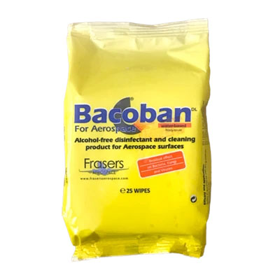 Bacoban DL for Aerospace 1% Ready to Use Aircraft Disinfectant Wipes (Pack of 25 Wipes)