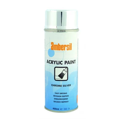 Ambersil Chrome Silver Acrylic Paint 400ml Aerosol