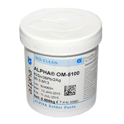 Alpha OM-5100 (SN62/PB36/AG2) Leaded Fine Pitch Solder Paste 500gm 