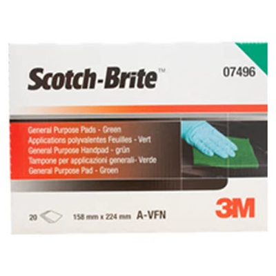 3M Scotch-Brite 7496 AFIN Grade Light Green Handpad 158mm x 224mm (Box of 20)