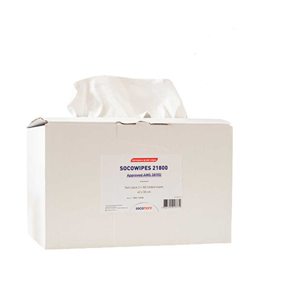 Socomore Socowipes 21800 Aerospace Grade Dry Wipe 42cm x 30cm Wipes (Pack of 2 x 160 Wipes) *AMS 3819D