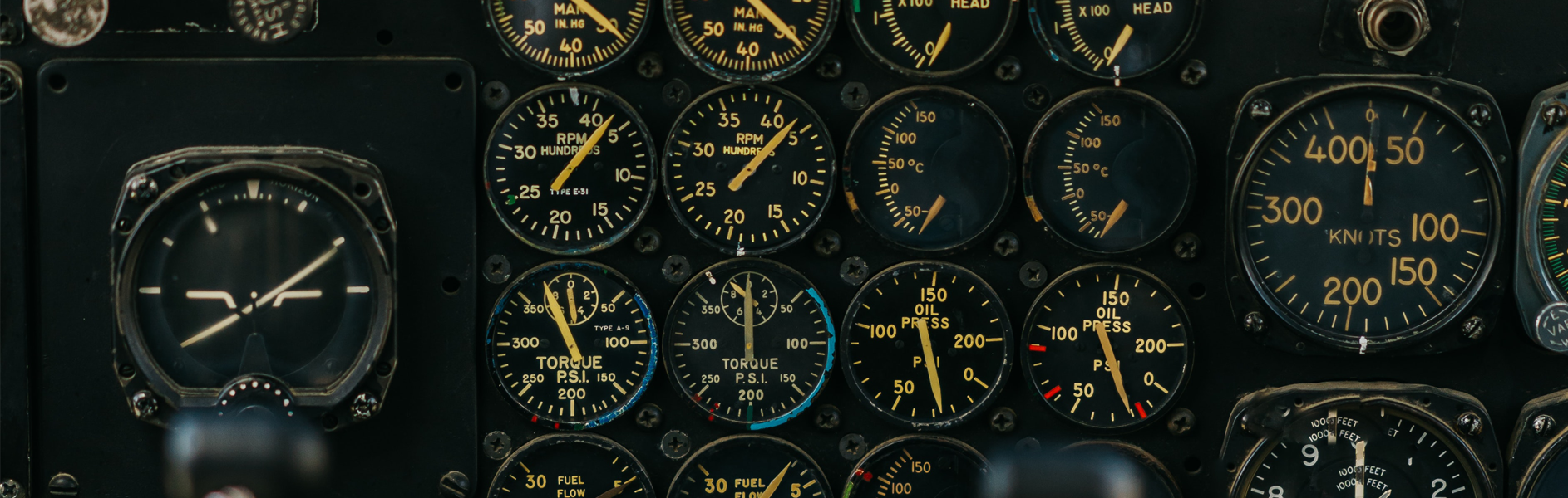 aeroplane cockpit showing gauges