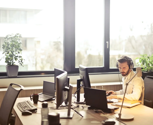 Worker using a computer