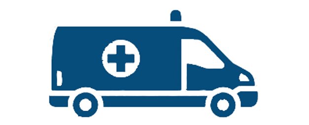 Outline of an ambulance with "emergency services" text