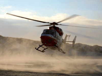 helicopter with dust